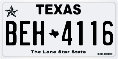 TX license plate BEH4116