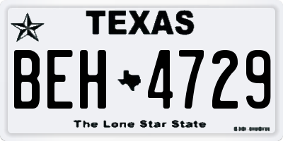 TX license plate BEH4729