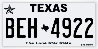 TX license plate BEH4922