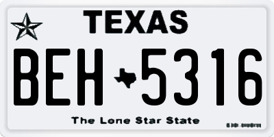 TX license plate BEH5316