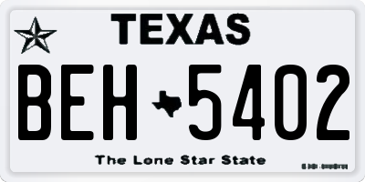 TX license plate BEH5402