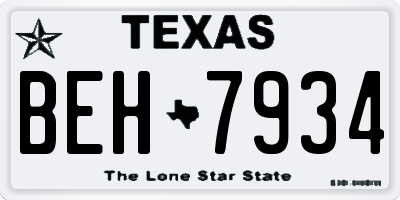 TX license plate BEH7934