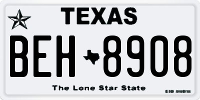 TX license plate BEH8908