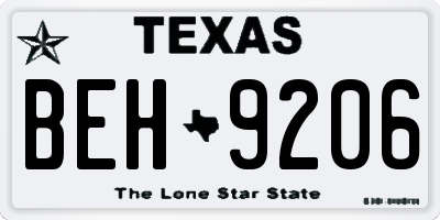 TX license plate BEH9206