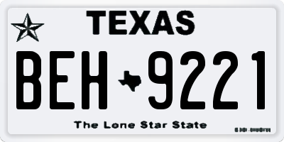 TX license plate BEH9221