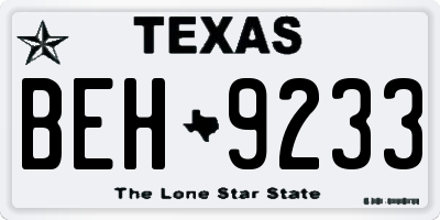TX license plate BEH9233