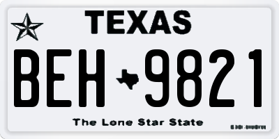 TX license plate BEH9821