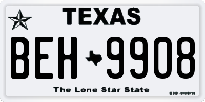TX license plate BEH9908