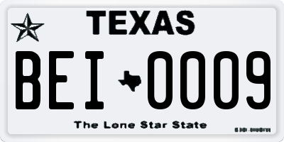 TX license plate BEI0009