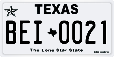 TX license plate BEI0021