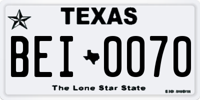 TX license plate BEI0070