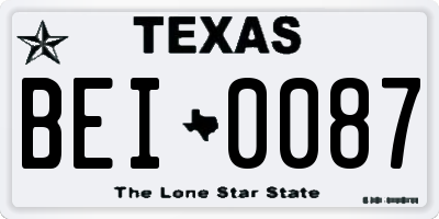 TX license plate BEI0087