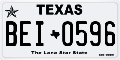 TX license plate BEI0596