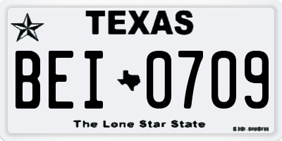 TX license plate BEI0709