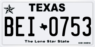 TX license plate BEI0753