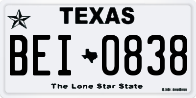 TX license plate BEI0838