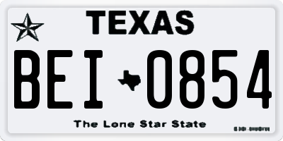 TX license plate BEI0854