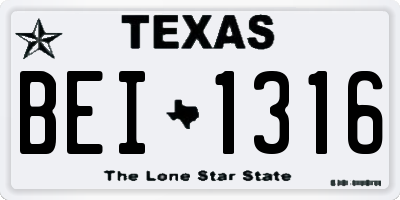 TX license plate BEI1316