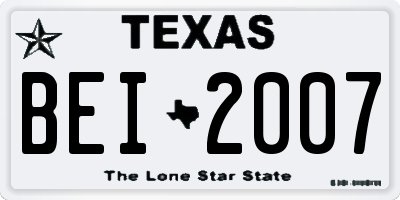 TX license plate BEI2007