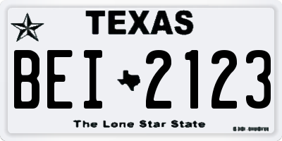 TX license plate BEI2123