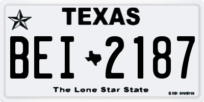 TX license plate BEI2187