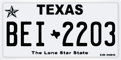 TX license plate BEI2203
