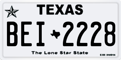 TX license plate BEI2228