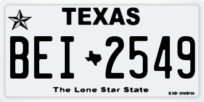 TX license plate BEI2549