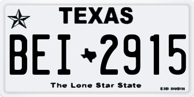 TX license plate BEI2915
