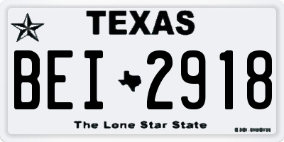 TX license plate BEI2918