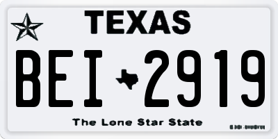 TX license plate BEI2919