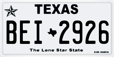 TX license plate BEI2926