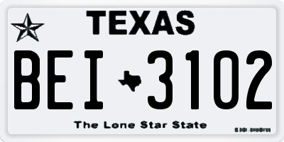 TX license plate BEI3102
