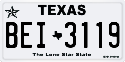 TX license plate BEI3119