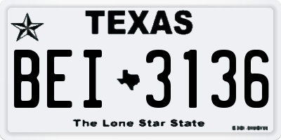 TX license plate BEI3136