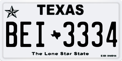 TX license plate BEI3334