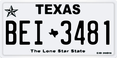 TX license plate BEI3481