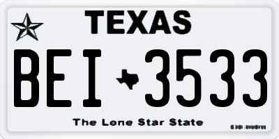 TX license plate BEI3533