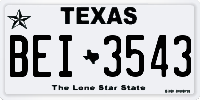 TX license plate BEI3543