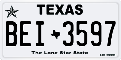 TX license plate BEI3597