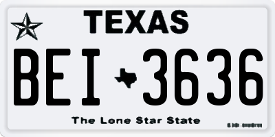 TX license plate BEI3636