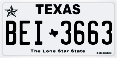 TX license plate BEI3663