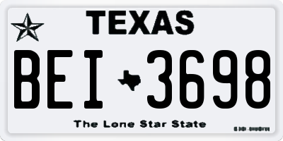 TX license plate BEI3698