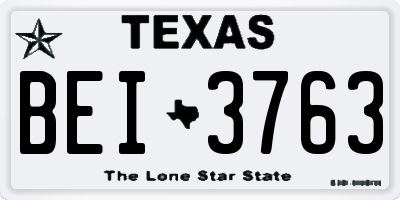 TX license plate BEI3763