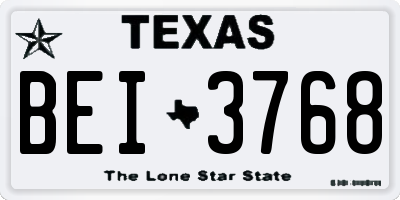 TX license plate BEI3768