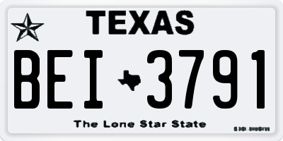 TX license plate BEI3791