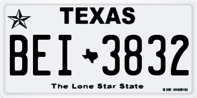 TX license plate BEI3832
