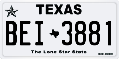TX license plate BEI3881
