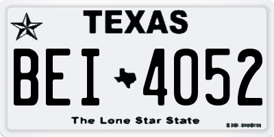 TX license plate BEI4052