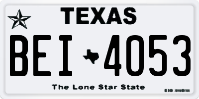 TX license plate BEI4053
